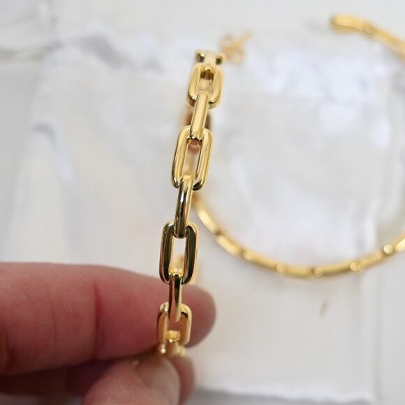 Adornia 14K Gold Plated Chain Link Hoop Earrings NEW - Picture 4 of 7